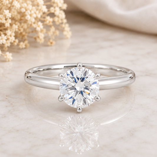 Solitaire Solid Gold Lab Grown Diamond Ring