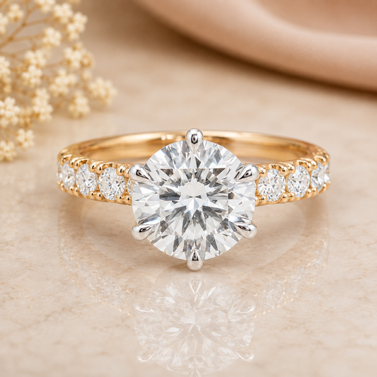 Two Tone Cluster Lab Grown Diamond Ring
