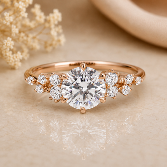 Rose Gold Lab Grown Diamond Cluster Ring
