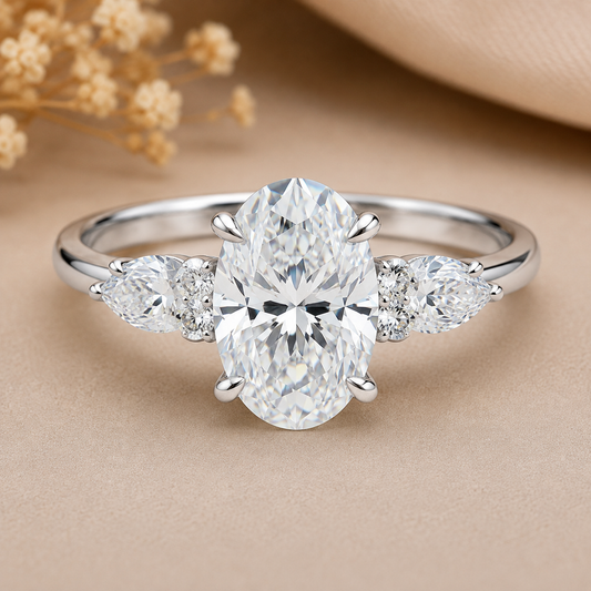 White Gold Oval Cut Lab Grown Diamond Ring