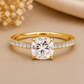 Cushion Cut Lab Diamond Classic Gold Bridal Ring
