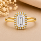 Emerald Cut Lab Diamond Classic Gold Halo Ring