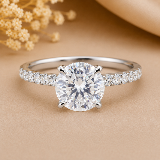 Half Eternity White Gold Lab Grown Diamond Ring Engagement Ring customdiamjewel