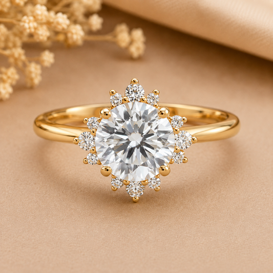 Rose Gold Flower Setting Lab Grown Diamond Ring