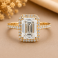 Emerald Cut Half Eternity Set Lab Grown Diamond Gold Ring