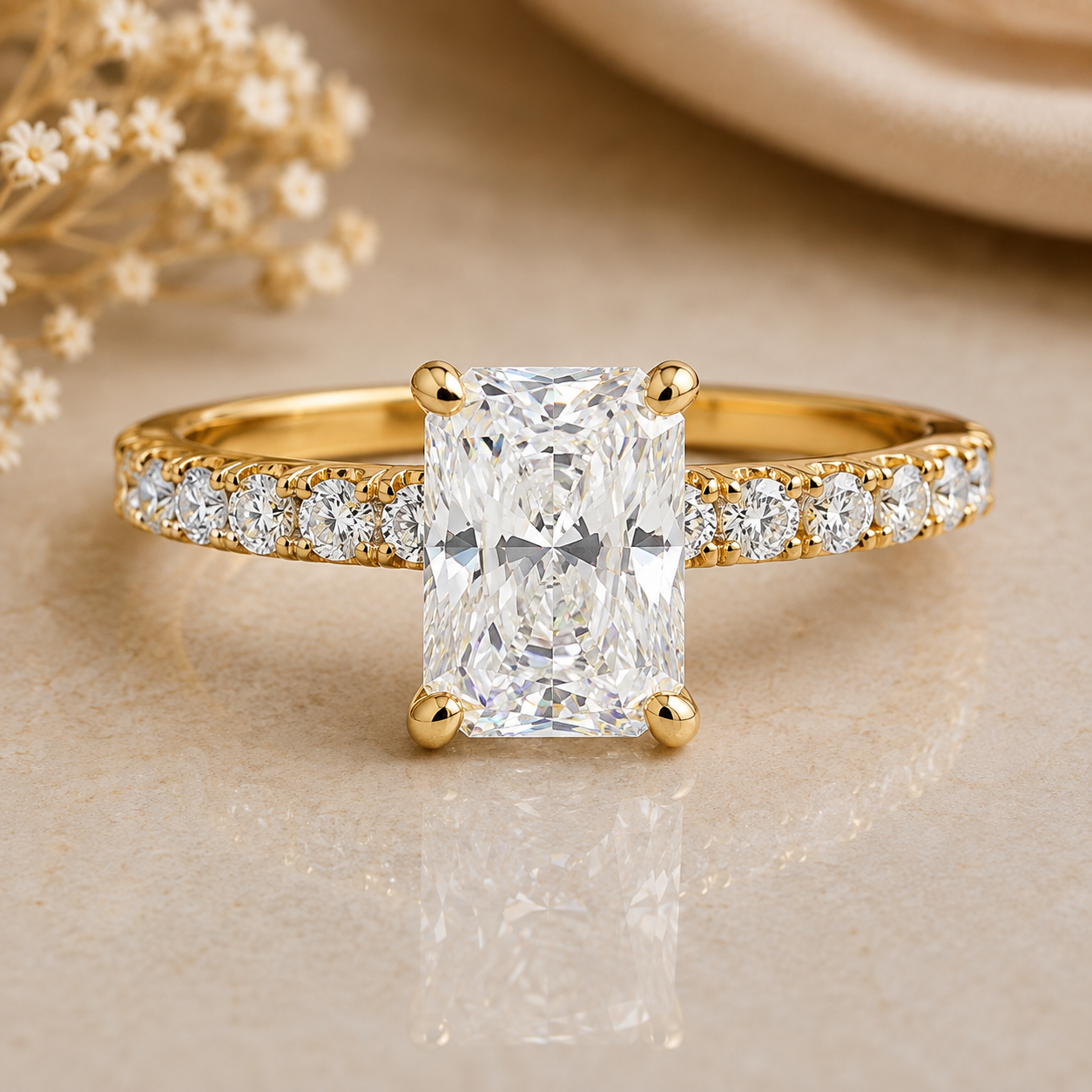 Two Tone Hidden Halo Lab Grown Diamond Gold Ring