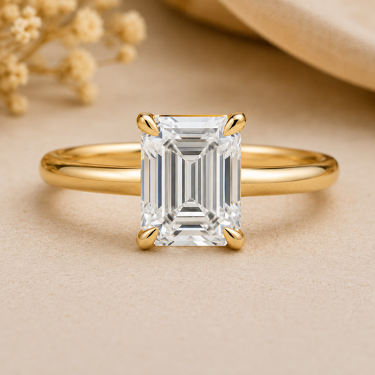 Emerald Cut Solitaire Lab Grown Diamond Gold Ring Engagement Ring customdiamjewel