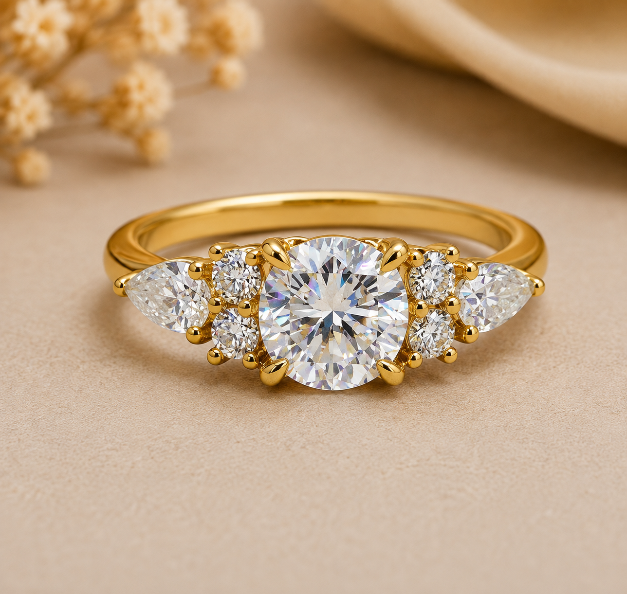 White Gold Lab Grown Diamond Cluster Ring