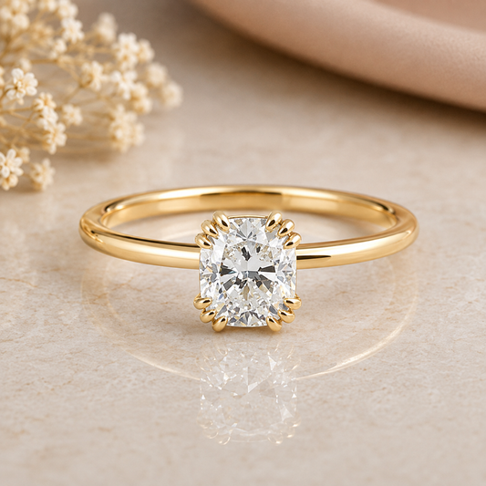 Three Prong Set Lab Grown Diamond Solitaire Ring