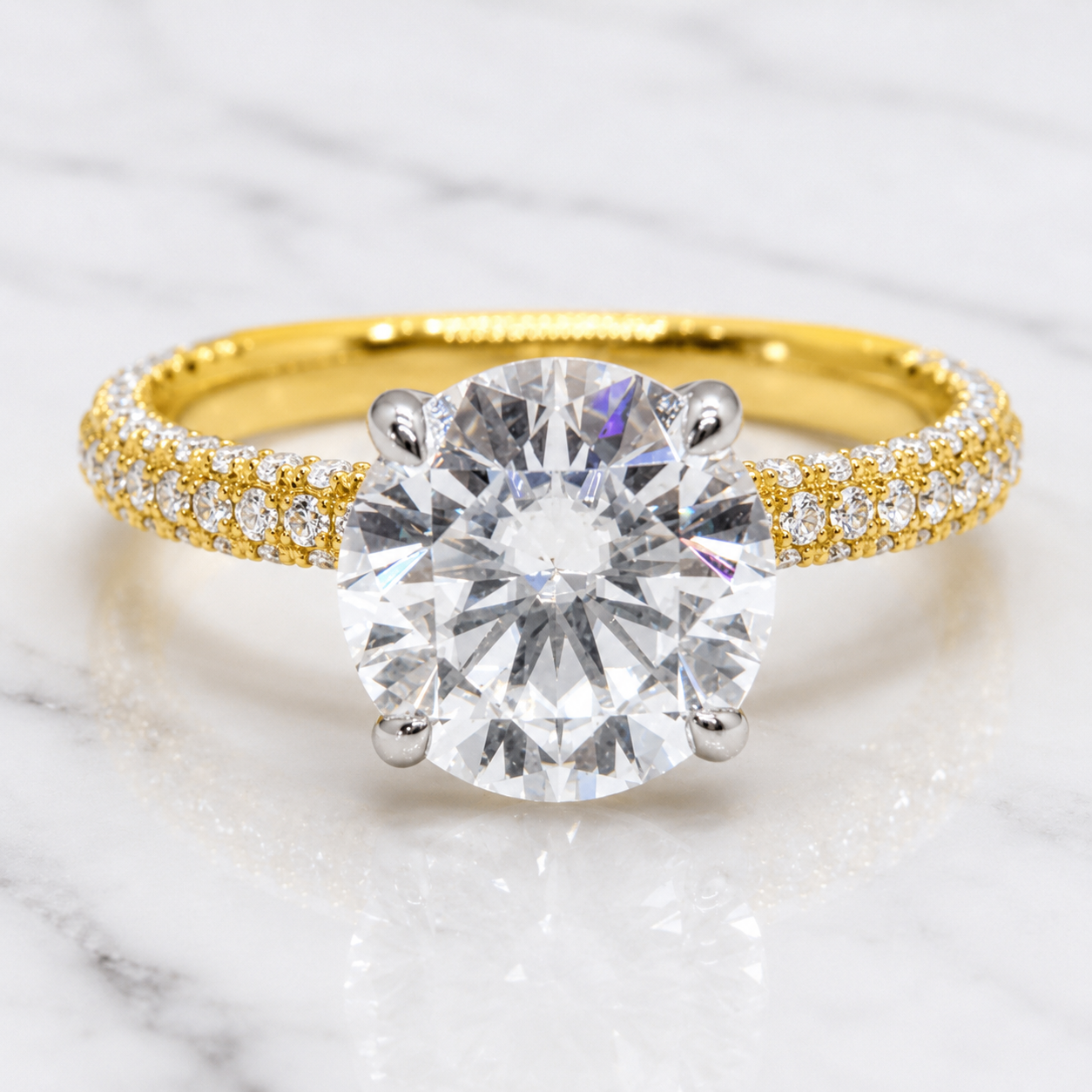 Yellow Gold Lab Diamond Cluster Ring