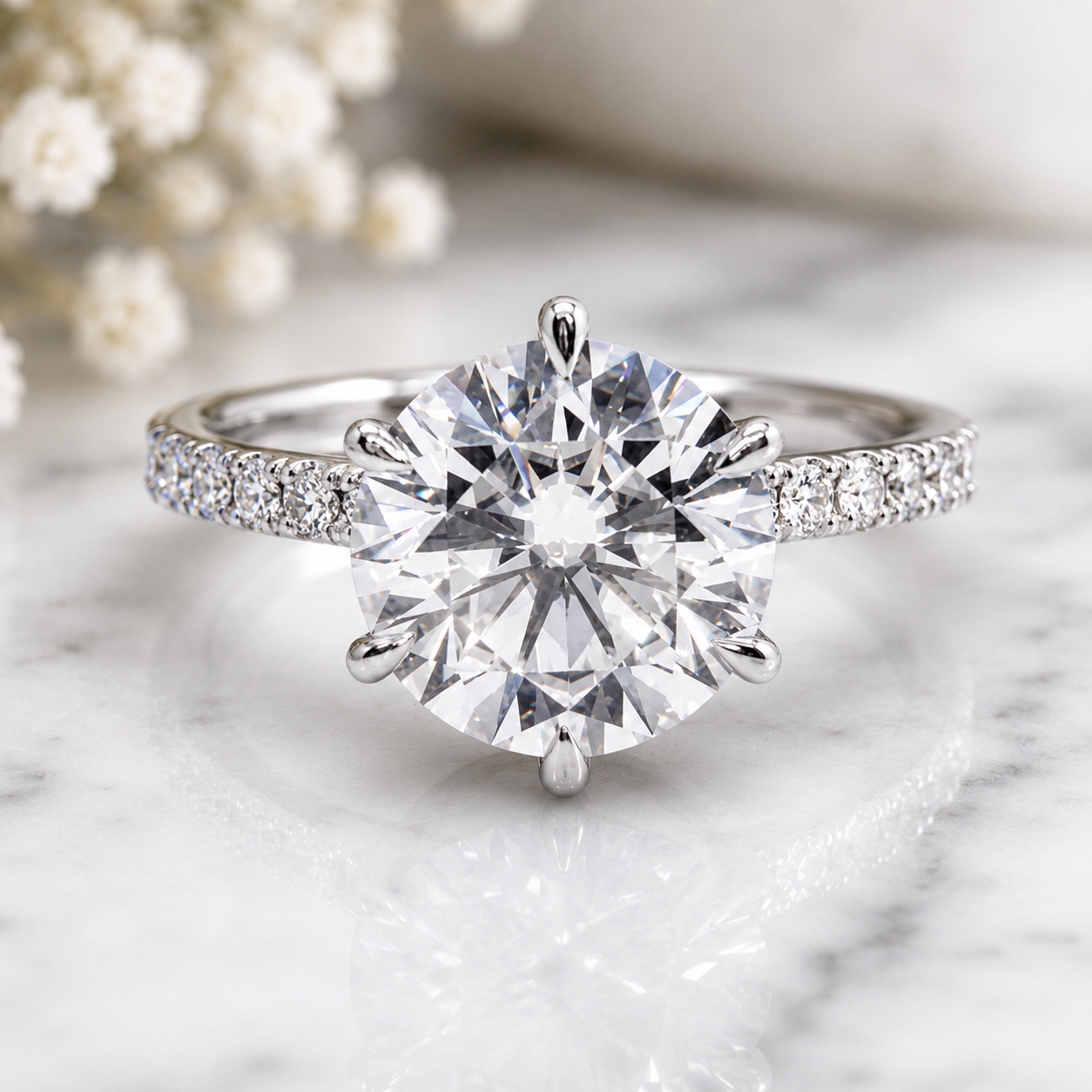 Hidden Halo White Gold Lab Grown Diamond Ring