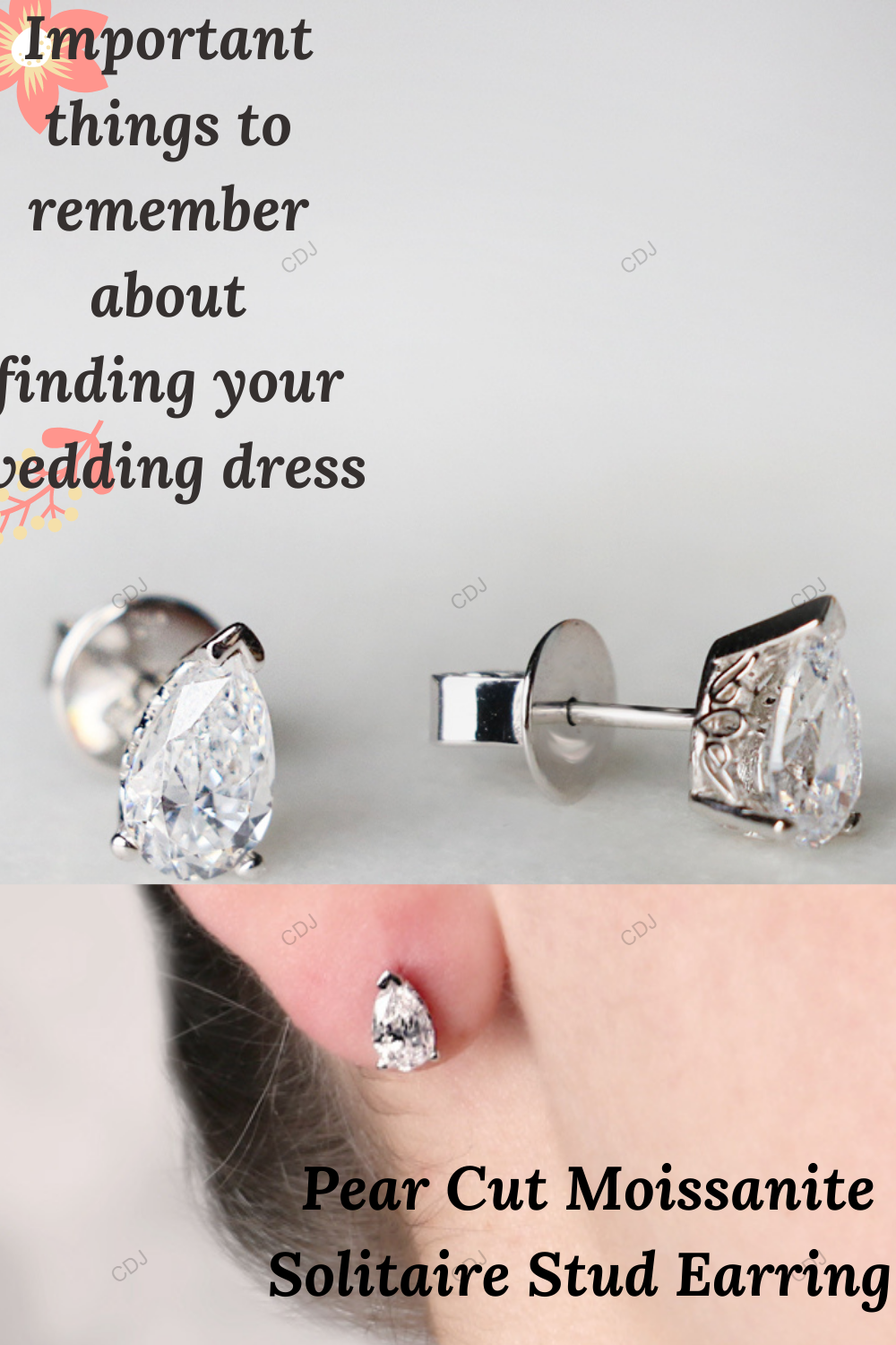 Pear Shape Lab Grown Diamond Stud Earrings