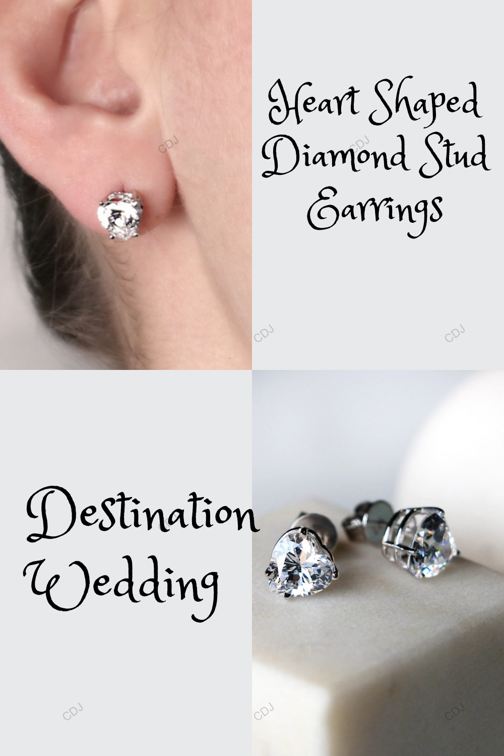Heart Shape Lab Diamond Gold Stud Earrings