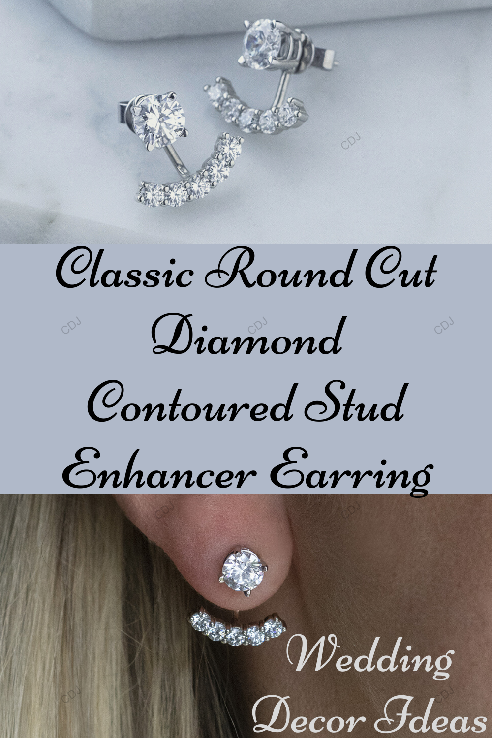 White Gold Lab Grown Diamond Contoured Stud Enhancer Earrings