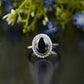 Black Diamond Oval Halo Statement Ring