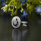 Black Diamond Oval Halo Statement Ring