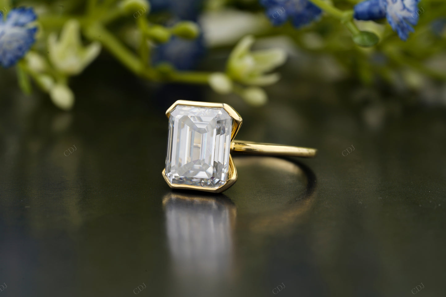Emerald Lab-Grown Diamond Bezel Ring