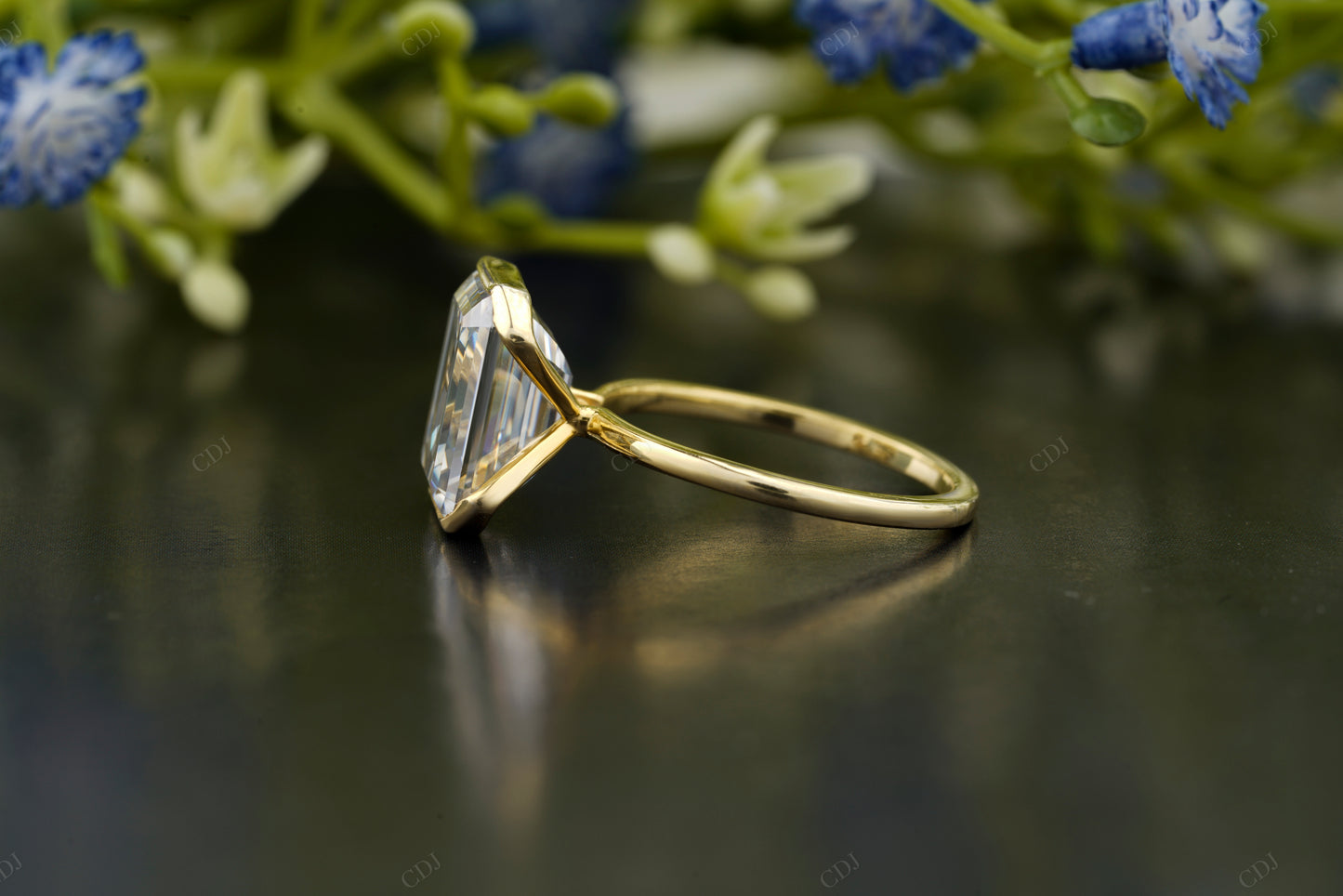 Emerald Lab-Grown Diamond Bezel Ring