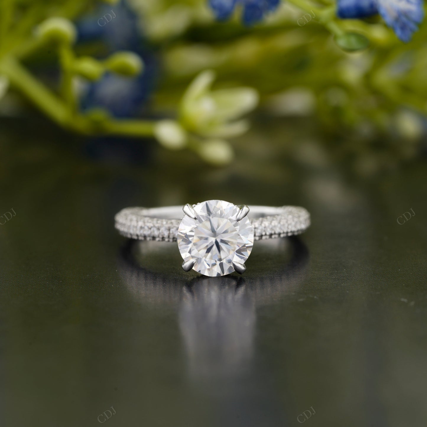 Lab-Grown Diamond White Gold Pavé Ring