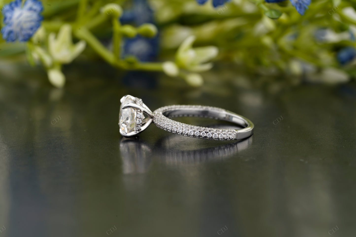 Lab-Grown Diamond White Gold Pavé Ring