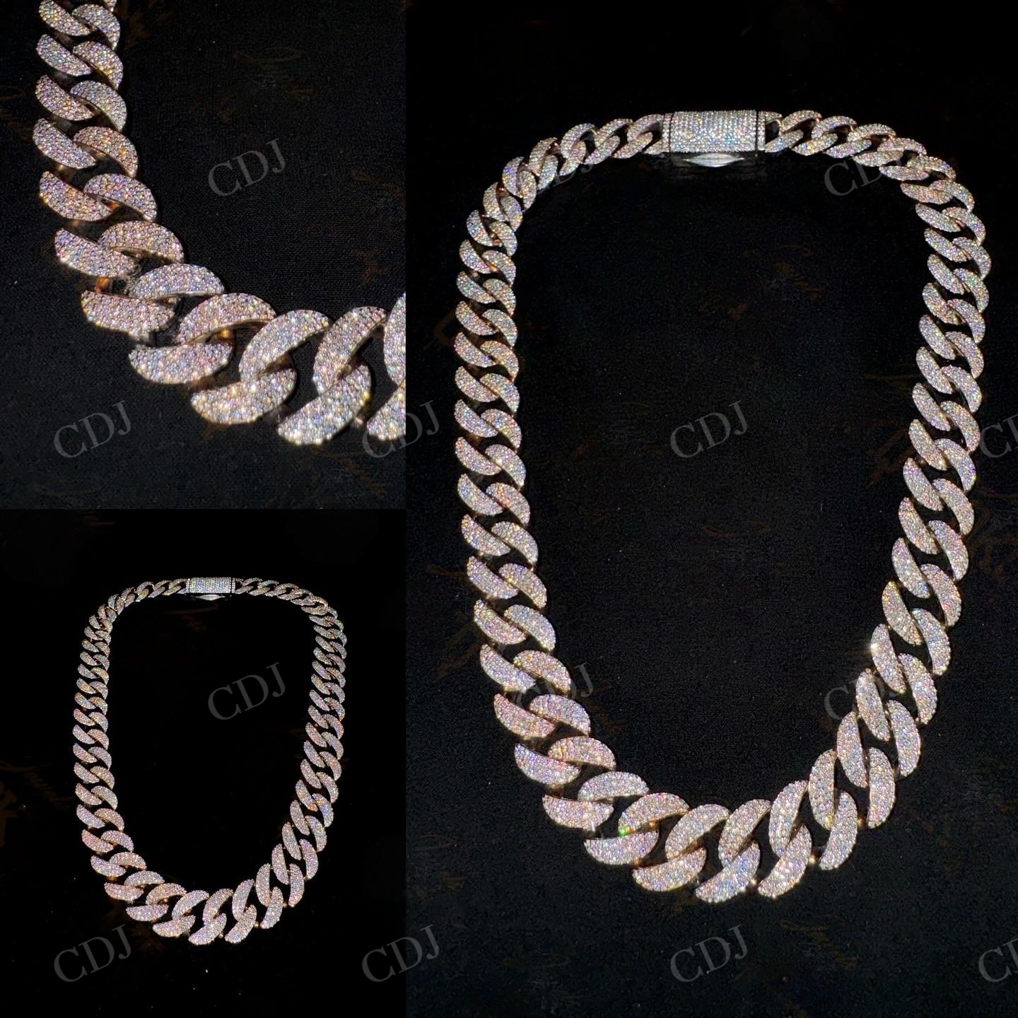 Miami Cuban Chain Moissanite Diamond Jewelry  customdiamjewel   