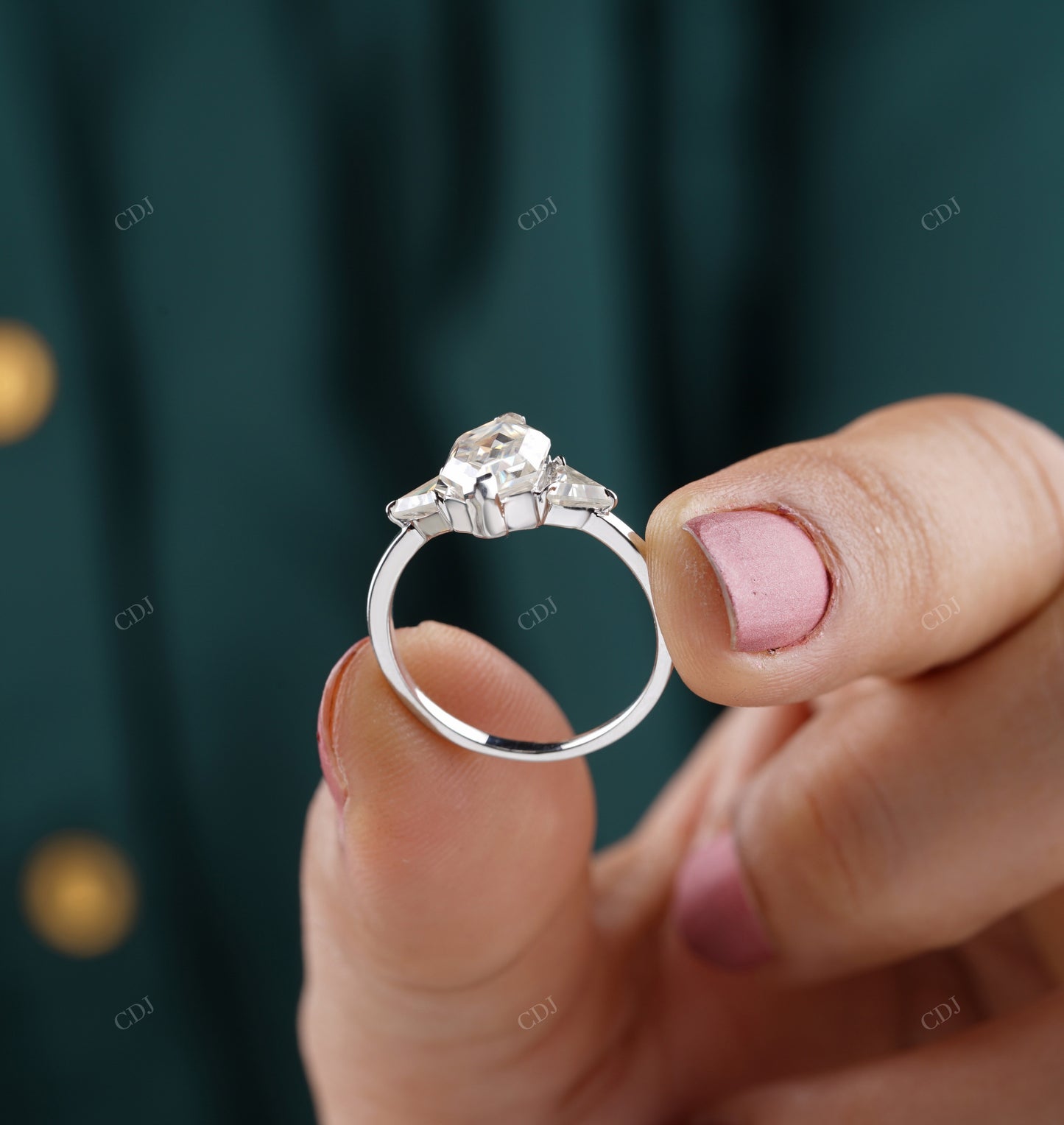 Hexagon Cut Lab-Grown Diamond Ring