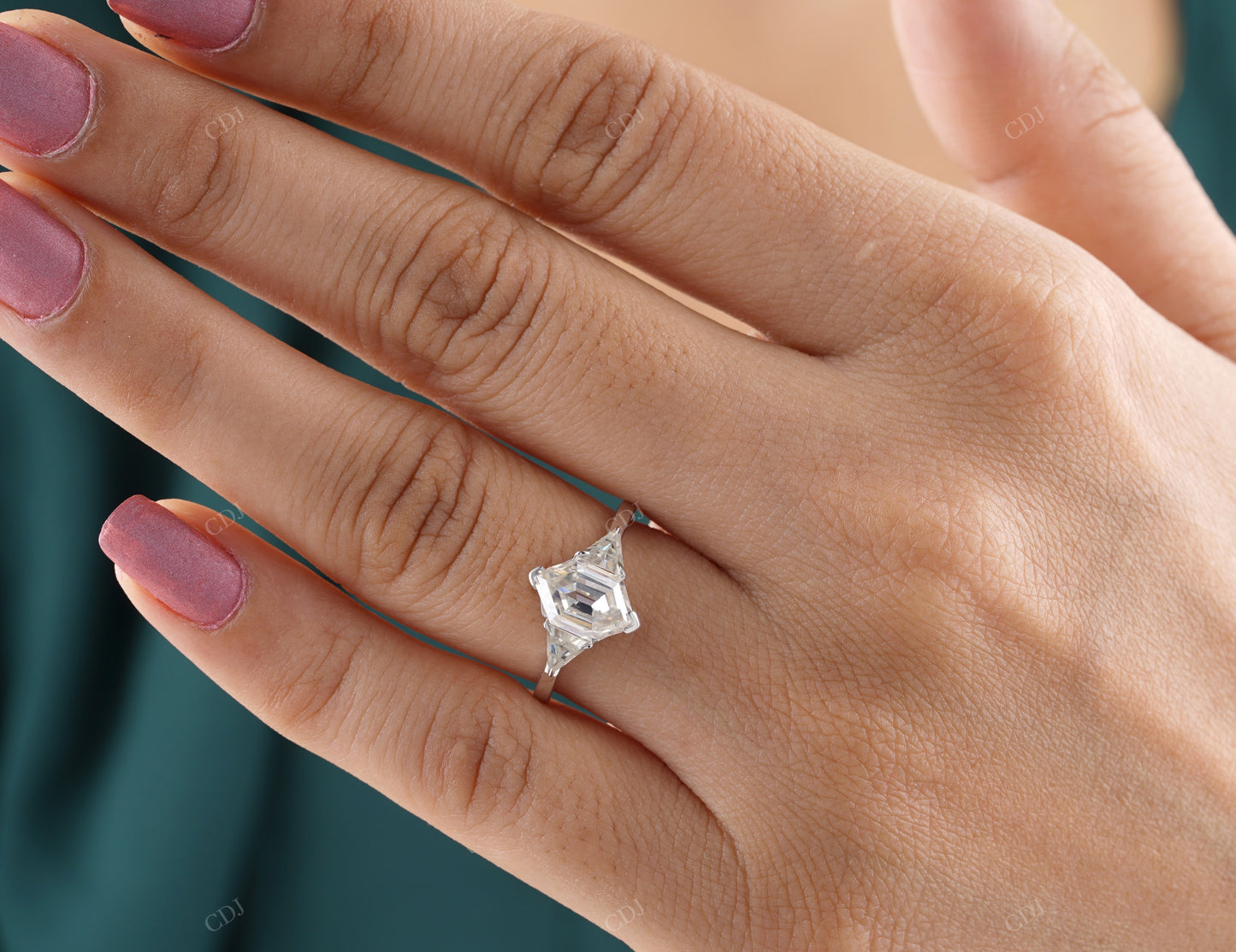 Hexagon Cut Lab-Grown Diamond Ring