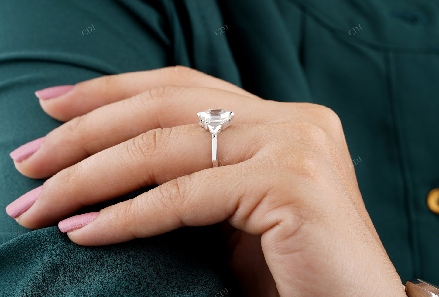 Hexagon Cut Lab-Grown Diamond Ring