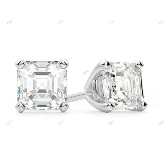 Asscher Cut CVD Diamond Stud Earrings For Women customdiamjewel