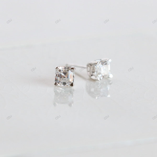 Asscher Cut CVD Diamond Stud Earrings For Women
