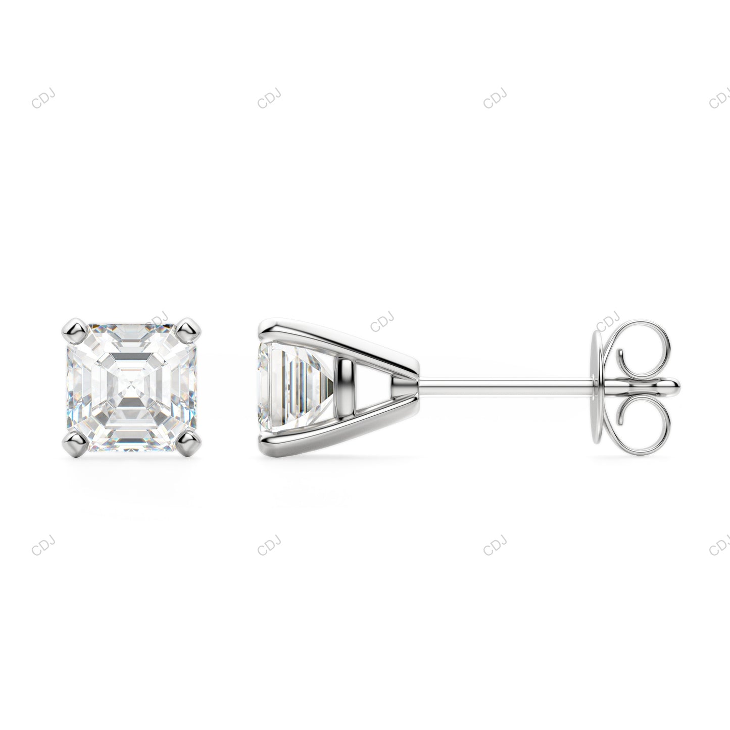 Asscher Cut CVD Diamond Stud Earrings For Women