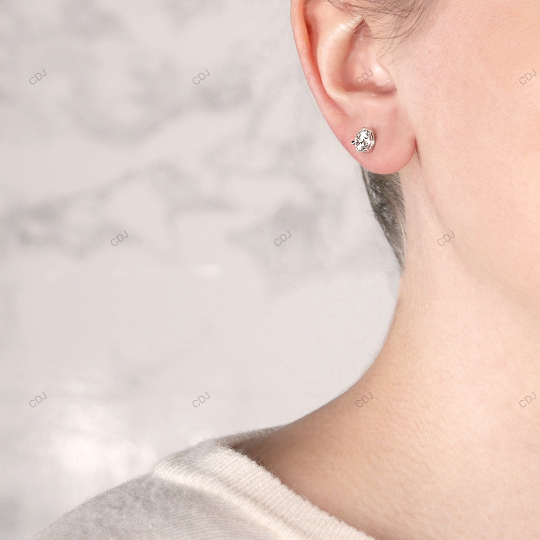 Lab Grown Diamond White Gold Stud Earrings For Daily Wear