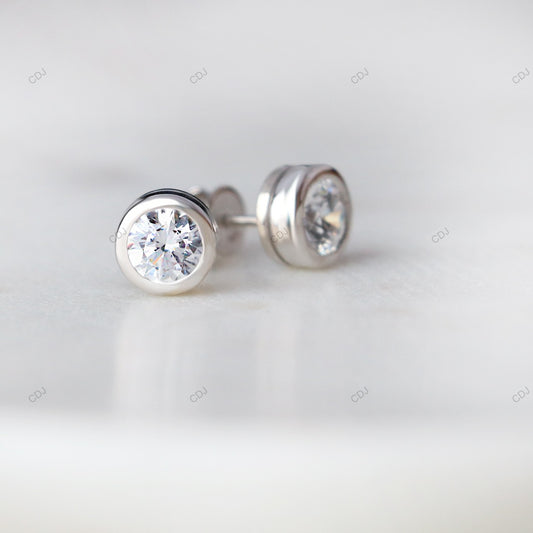 Flush Setting White Gold Lab Created Diamond Earrings customdiamjewel