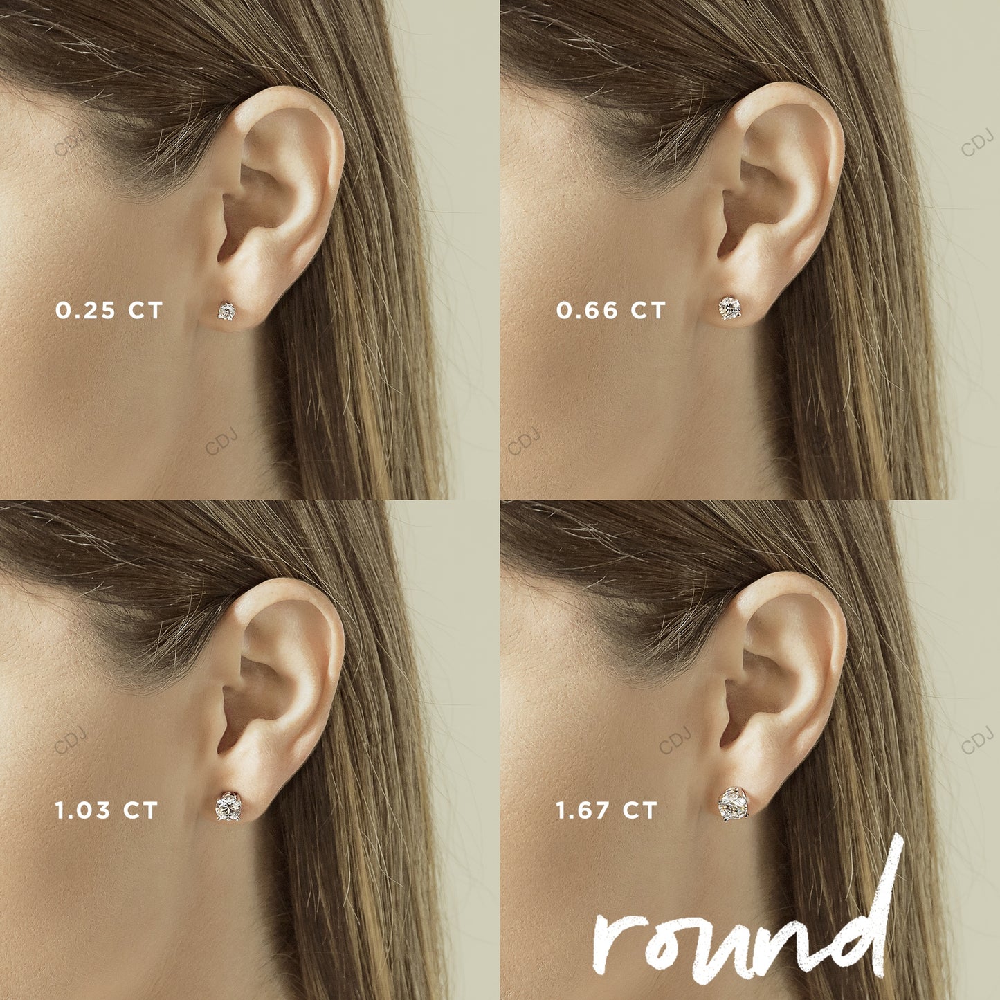 Flush Setting White Gold Lab Created Diamond Earrings