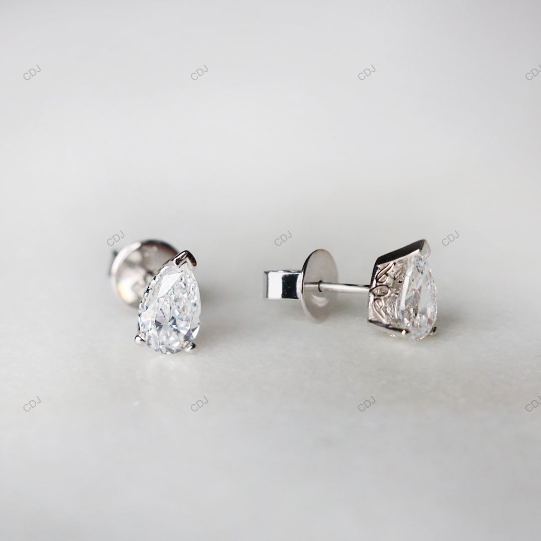 Pear Shape Lab Grown Diamond Stud Earrings
