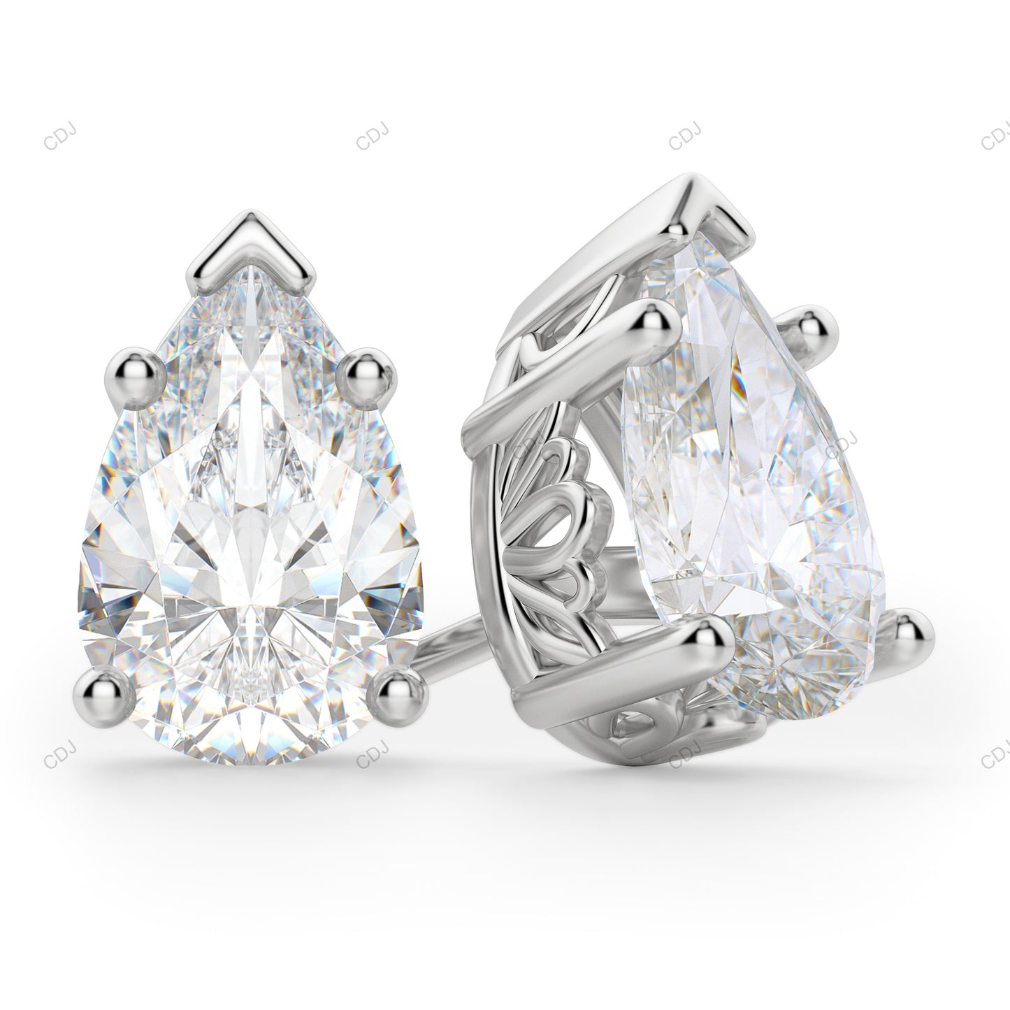 Pear Shape Lab Grown Diamond Stud Earrings