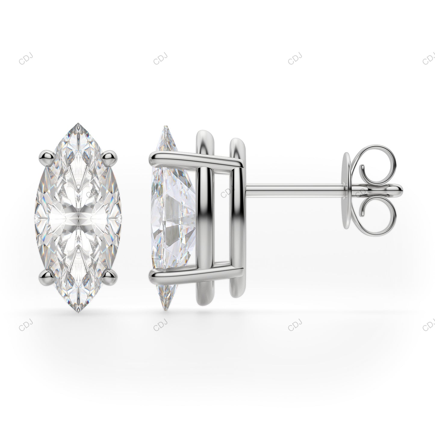 Marquise Cut White Gold Lab Grown Diamond Earrings