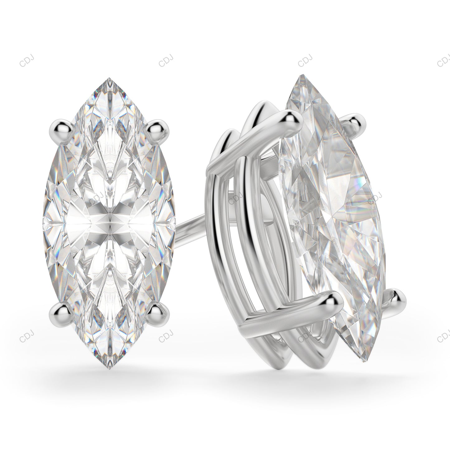 Marquise Cut White Gold Lab Grown Diamond Earrings