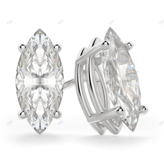 Marquise Cut White Gold Lab Grown Diamond Earrings