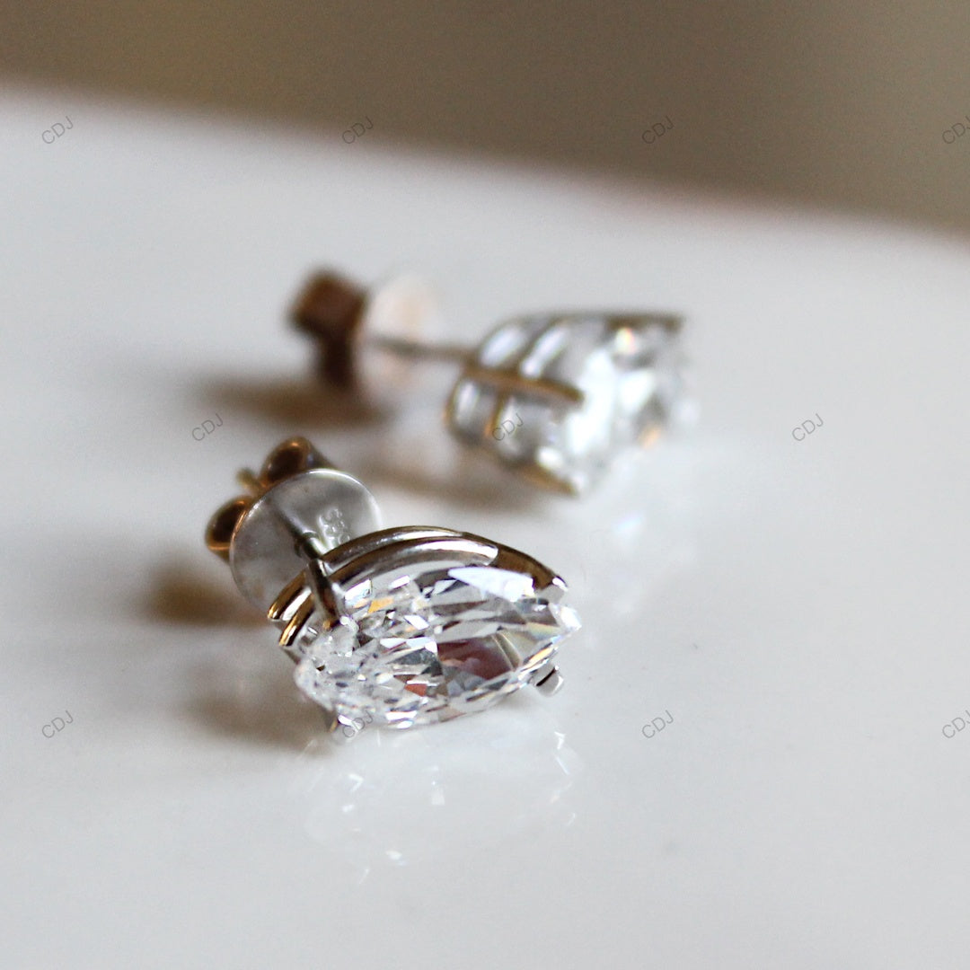 Marquise Cut White Gold Lab Grown Diamond Earrings