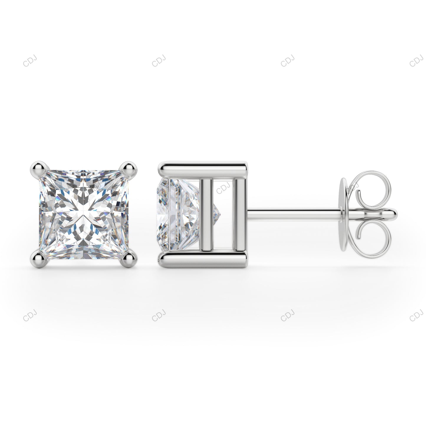 Princess Cut Bubble Prong Lab Grown Diamond Earrings