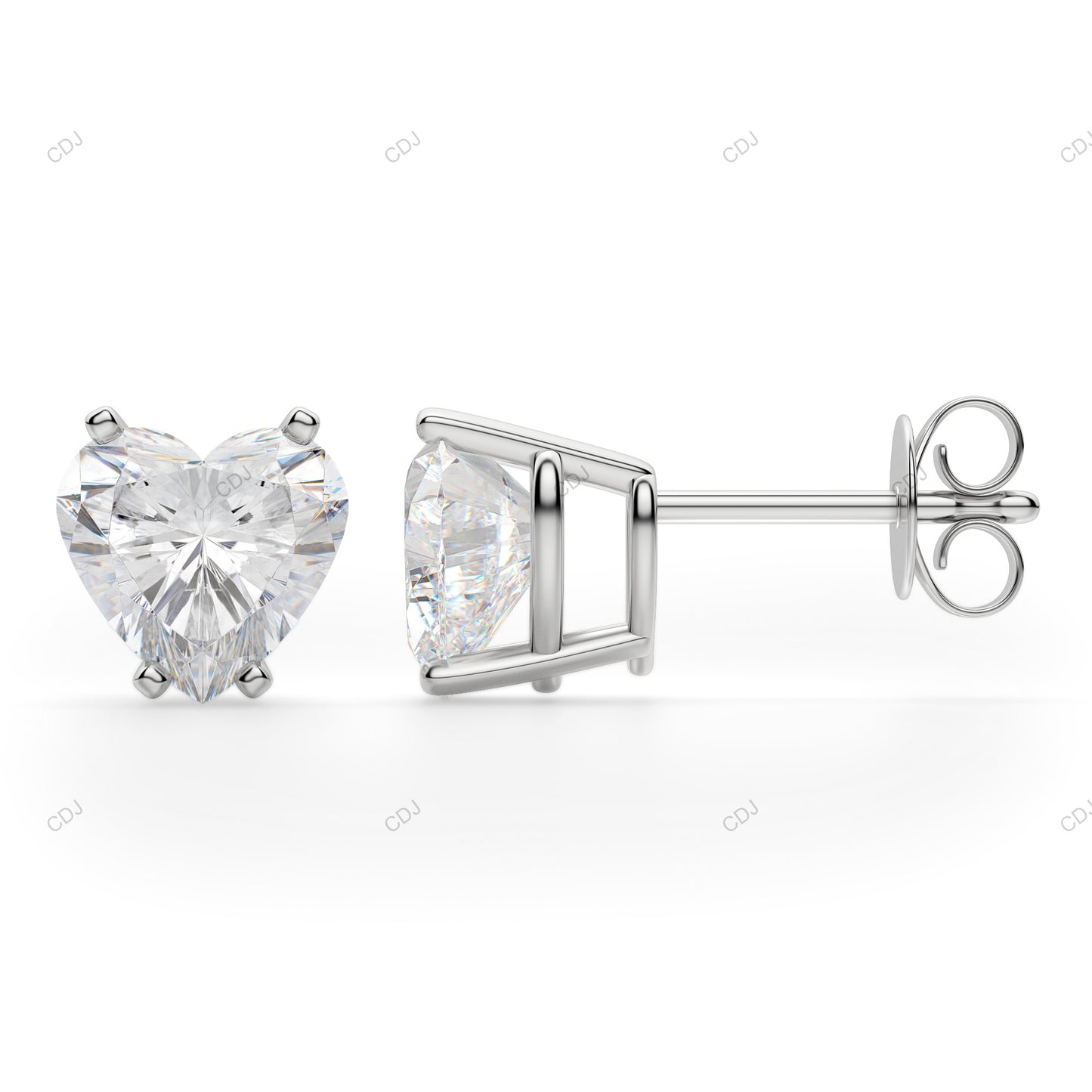 Heart Shape Lab Diamond Gold Stud Earrings