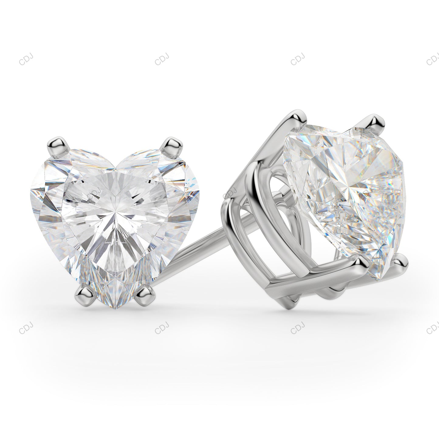 Heart Shape Lab Diamond Gold Stud Earrings
