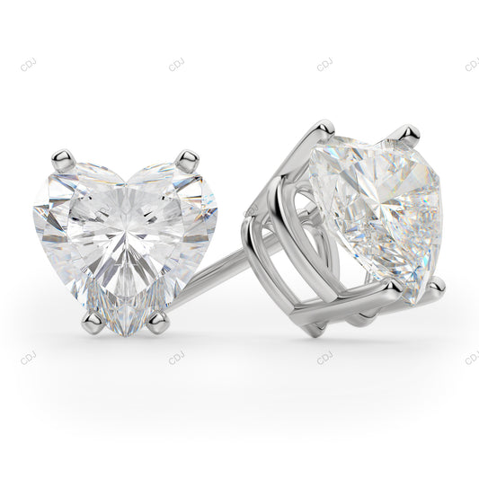 Heart Shape Lab Diamond Gold Stud Earrings