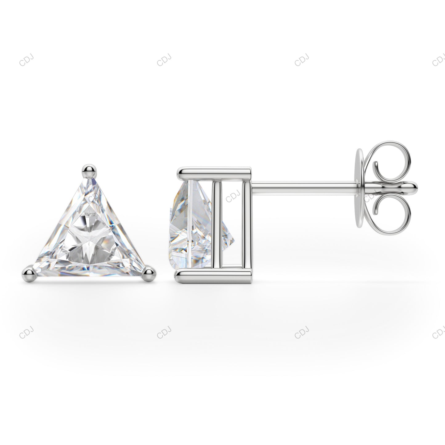 Triangle Shape CVD White Gold Earrings