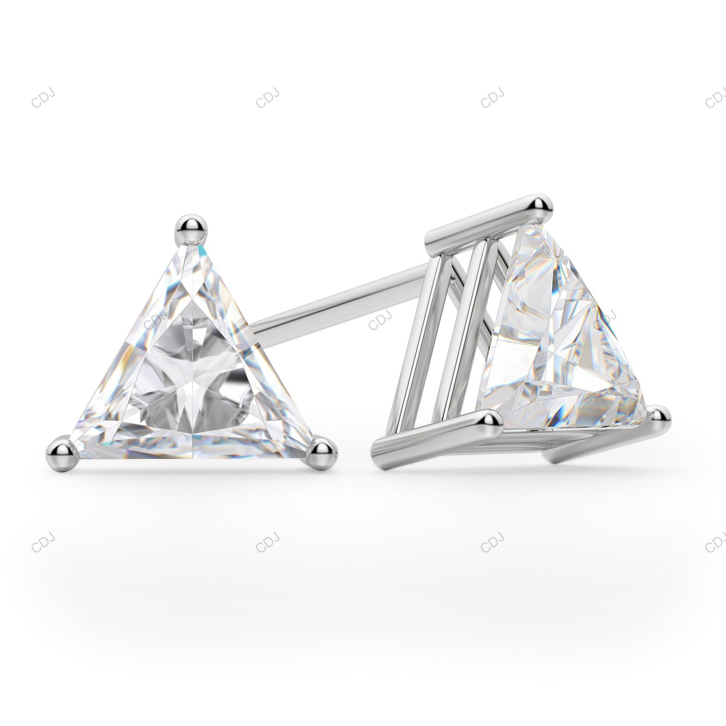 Triangle Shape CVD White Gold Earrings