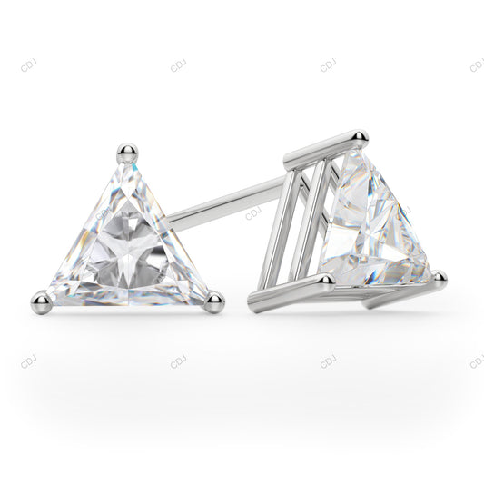 Triangle Shape CVD White Gold Earrings