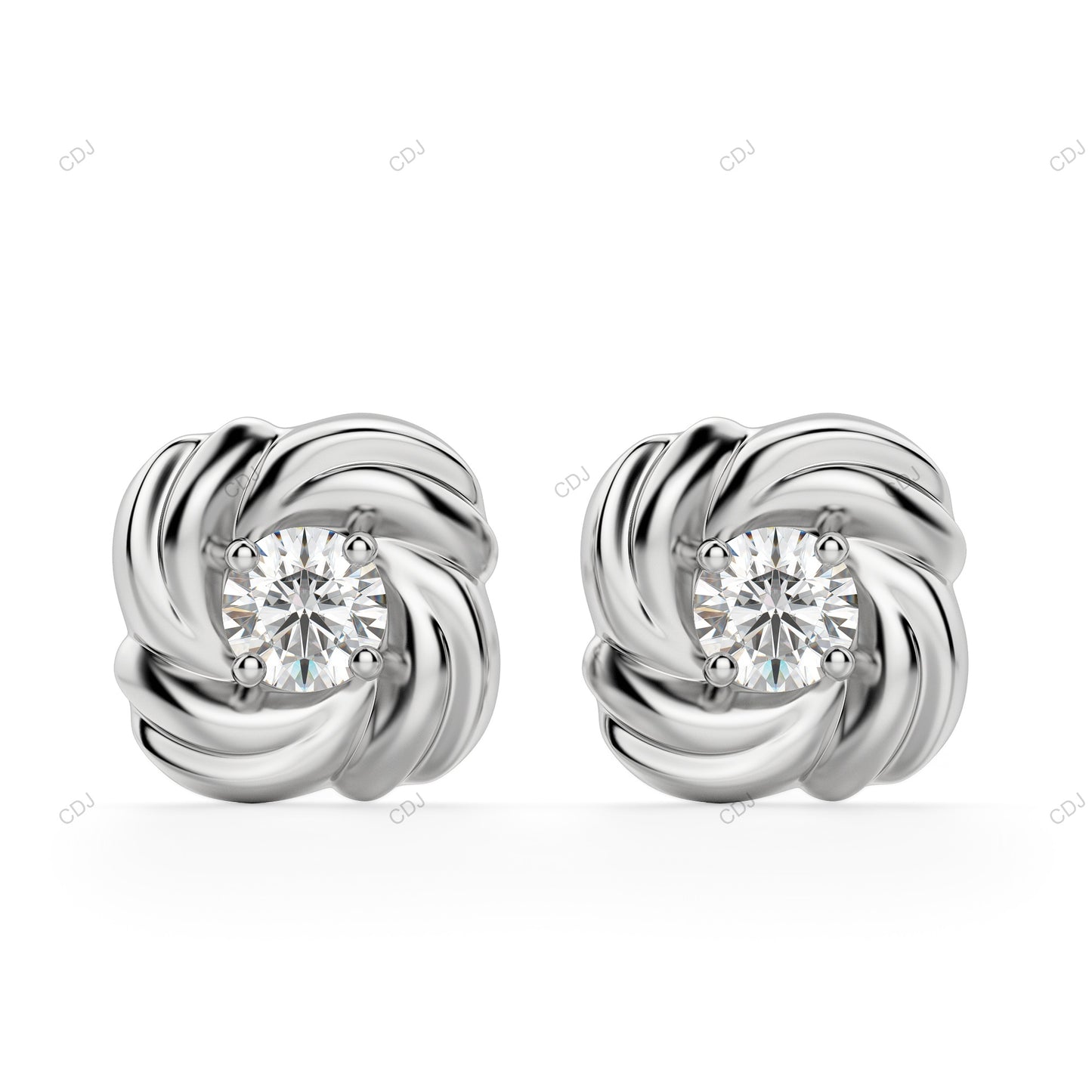 Elegant Lab Grown Diamond Gold Love Knot Stud Earrings