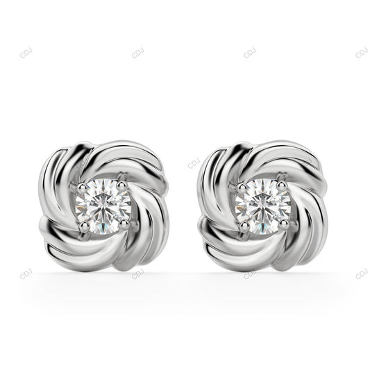 Elegant Lab Grown Diamond Gold Love Knot Stud Earrings customdiamjewel