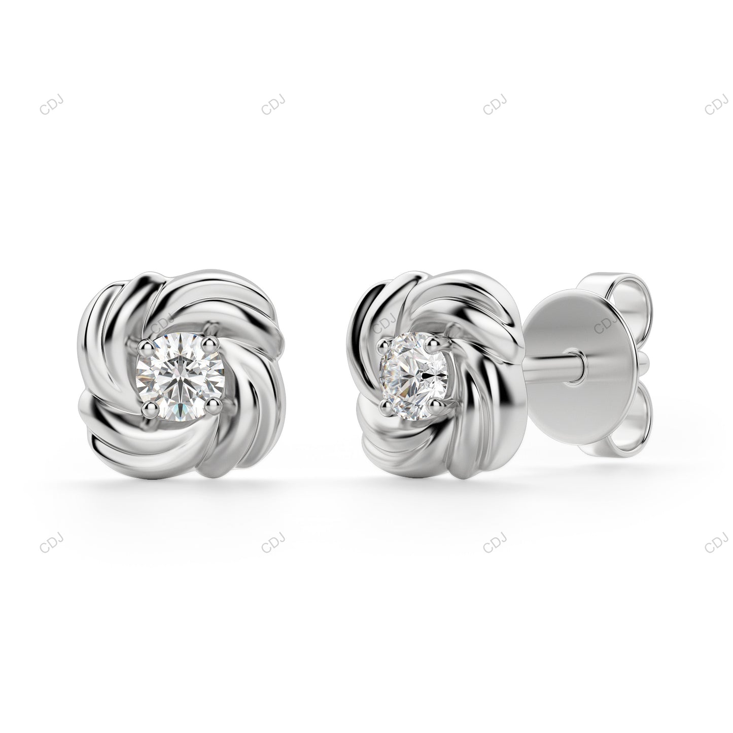 Elegant Lab Grown Diamond Gold Love Knot Stud Earrings
